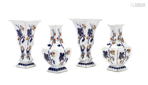 An underglaze blue and enamelled 'Pronk porcelain' type part-garniture