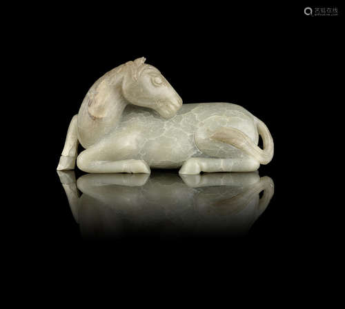 A green jade recumbent horse