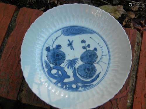 Antique Chinese Ming Dynasty Blue and White Plate