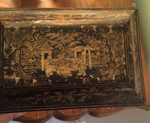 Antique Chinese Black Laquer Box