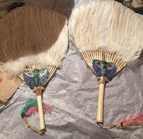 Pair of Antique Feather Fans