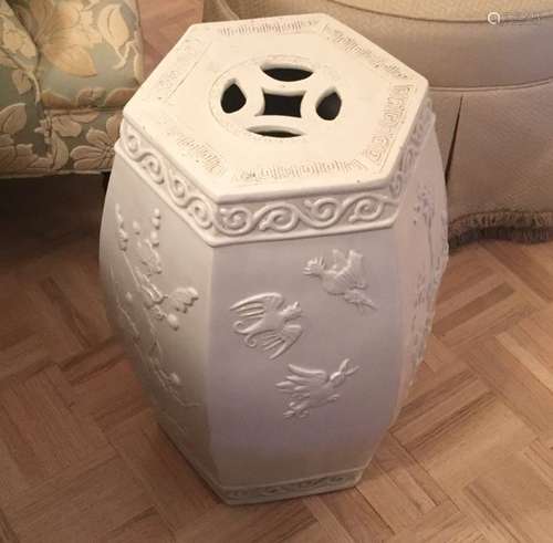 Antique Chinese White Glazed Garden Seat