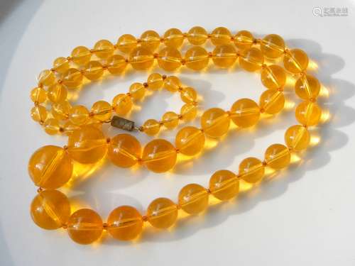 Vintage Amber Round Bead Necklace