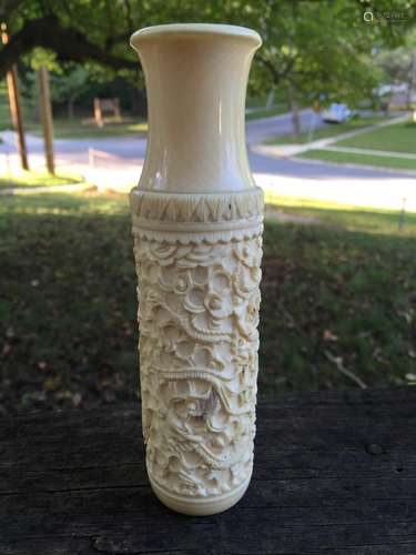 Antique Chinese Carved Dragon Vase