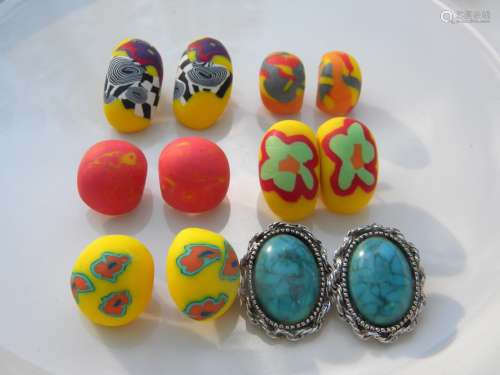 6 Sets of Earrings, turquoise and etc.