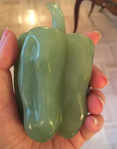 Antique Green Jade Carved Pepper