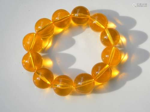 Vintage Amber Round Bead Bracelet