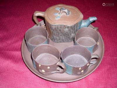 VINTAGE CHINESE PURPLE SAND / CLAY ZI SHA TEA POT SET