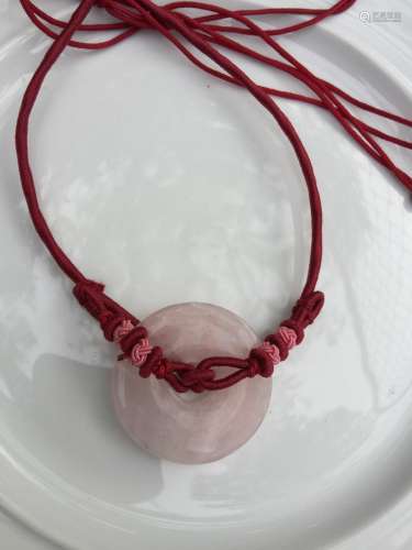Vintage Chinese Pink Quartz Pendant Necklace