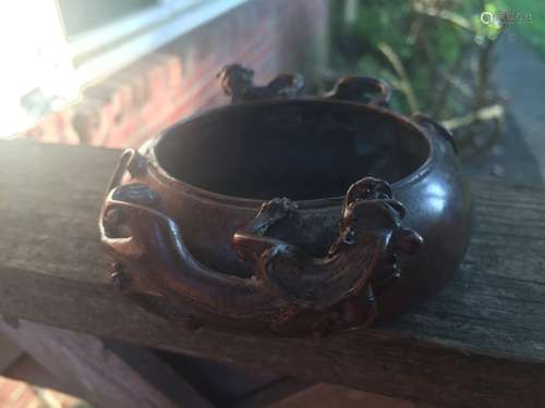 Antique Chinese Bronze Double Dragon Pot