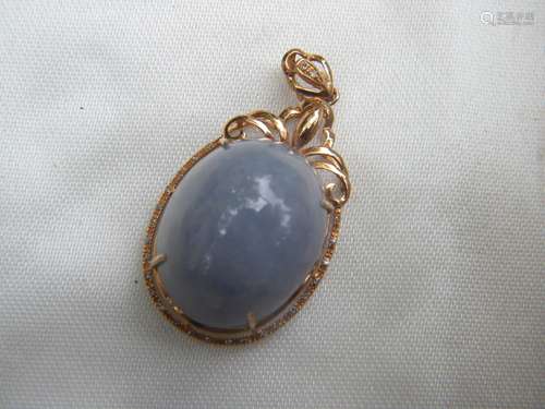 18K Gold Diamond Purple Jadeite Pendant