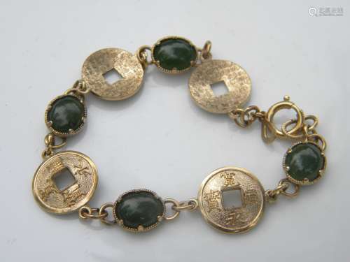 Vintage Chinese Green Nephrite Jade Bracelet