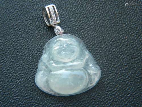 Natural Jadeite light green Buddha Pendant