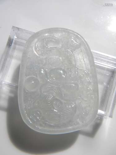 Natural Grade A Icy Jadeite Dragon Plaque