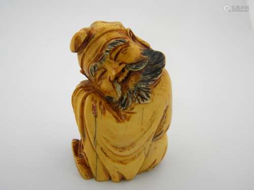 Antique Carved Old Man Figure