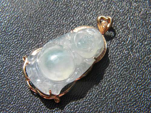 18K Gold Diamond Jadeite Pendant