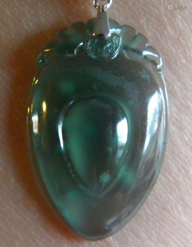 Natural Grade A Blue Jadeite Heart Pendant