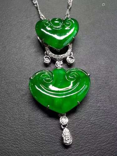 18K Gold Diamond Green Jadeite Buddha Pendant