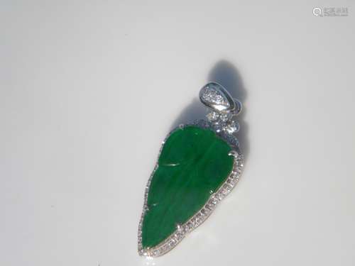 18K Gold Diamond Natural Green Jadeite Pendant,