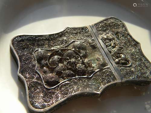 Antique Chinese Silver Filigree Namecard Box