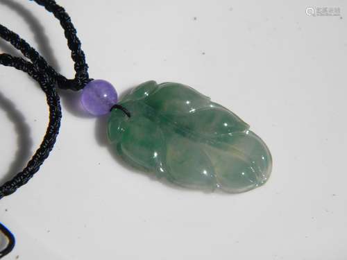 Natural Green Jadeite Leaf Pendant