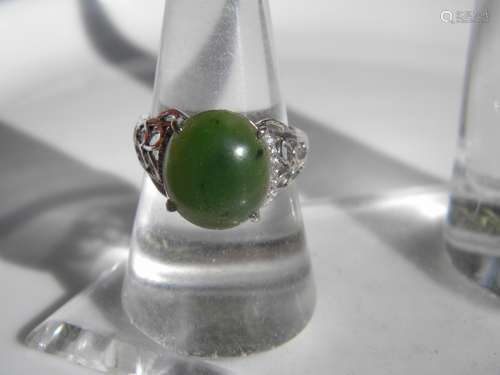 Silver Green Jade Ring