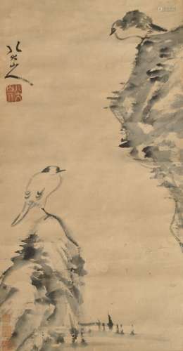1626-1705 朱耷花鸟水墨纸本镜片