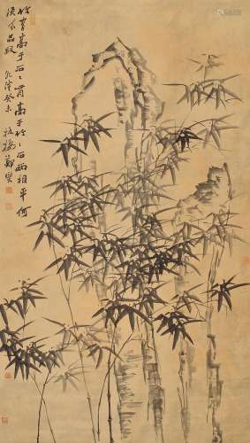 1693-1765 郑板桥竹石图水墨纸本立轴