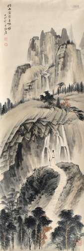 1899-1983 张大千山水设色纸本立轴