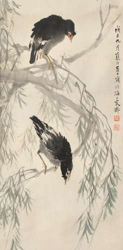 1903-1963 江寒汀花鸟设色纸本立轴