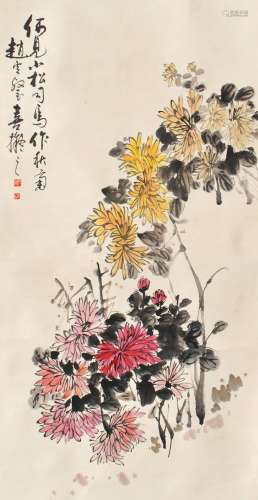 1874-1955 赵云壑花卉设色纸本立轴
