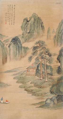 1720-1772 钱维城青绿山水设色纸本立轴