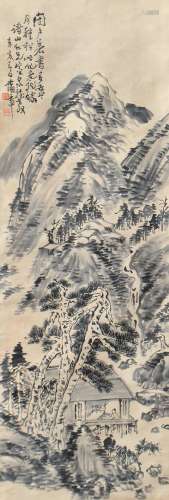 1839-1911 蒲华山水人物水墨纸本立轴