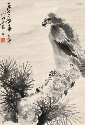 1900-1977 吴茀之松鹰水墨纸本立轴