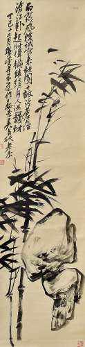 1844-1927 吴昌硕竹石图水墨纸本立轴