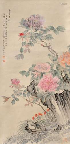 1910-2008 吴青霞花鸟设色纸本立轴