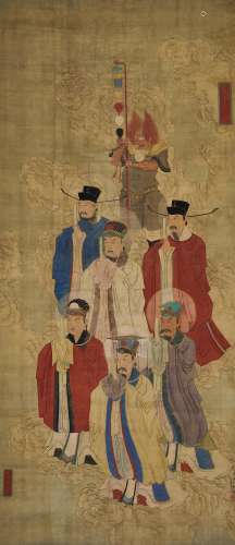 1630-1705 吕焕成五方王帝之神设色纸本立轴