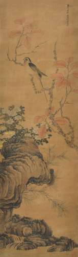 1599-1652 陈洪绶花鸟设色绢本立轴