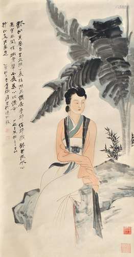 1899-1983 张大千芭樵仕女设色纸本立轴