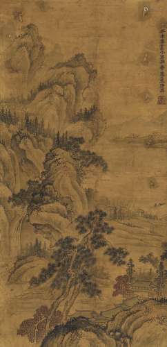 1682-1756 唐瑛山水设色绢本立轴
