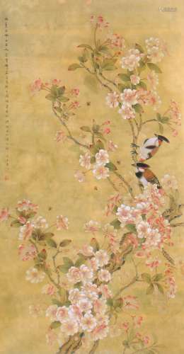 1942- 周彥生花鸟设色绢本立轴