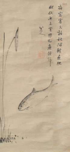 1626-1705 朱耷鱼乐图水墨纸本立轴