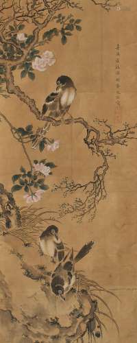 1682-1760 沈铨花鸟设色绢本立轴