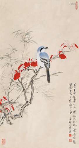 1910-1997 谢稚柳花鸟设色纸本镜片