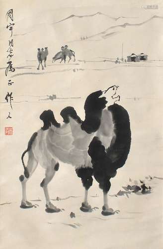 1908-1997 吴作人骆驼水墨纸本立轴