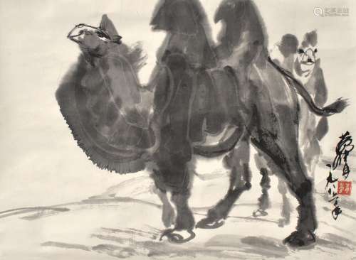1925-1997 黄胄骆驼水墨纸本立轴