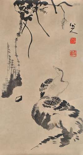 1626-1705 朱耷花鸟水墨纸本立轴