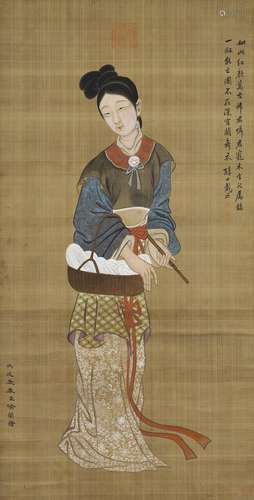 1801-1860 戴熙仕女设色绢本立轴