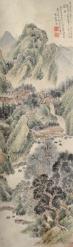 1585-1646 黄道周青绿山水设色纸本立轴