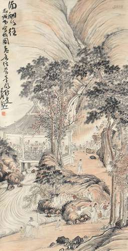 1885-1940 谢公展山水设色纸本立轴